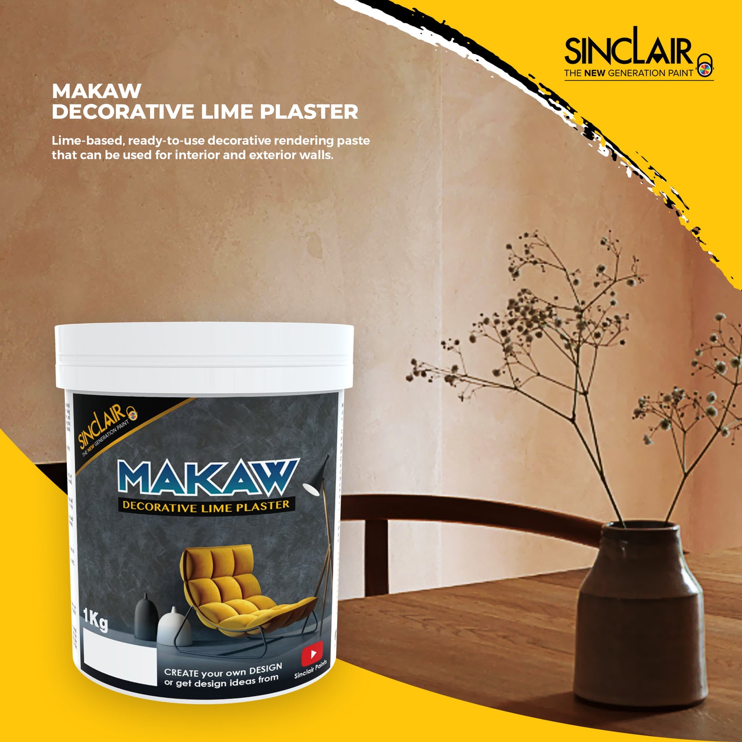 SINCLAIR PAINTS MAKAW DECORATIVE LIME PLASTER 1KG