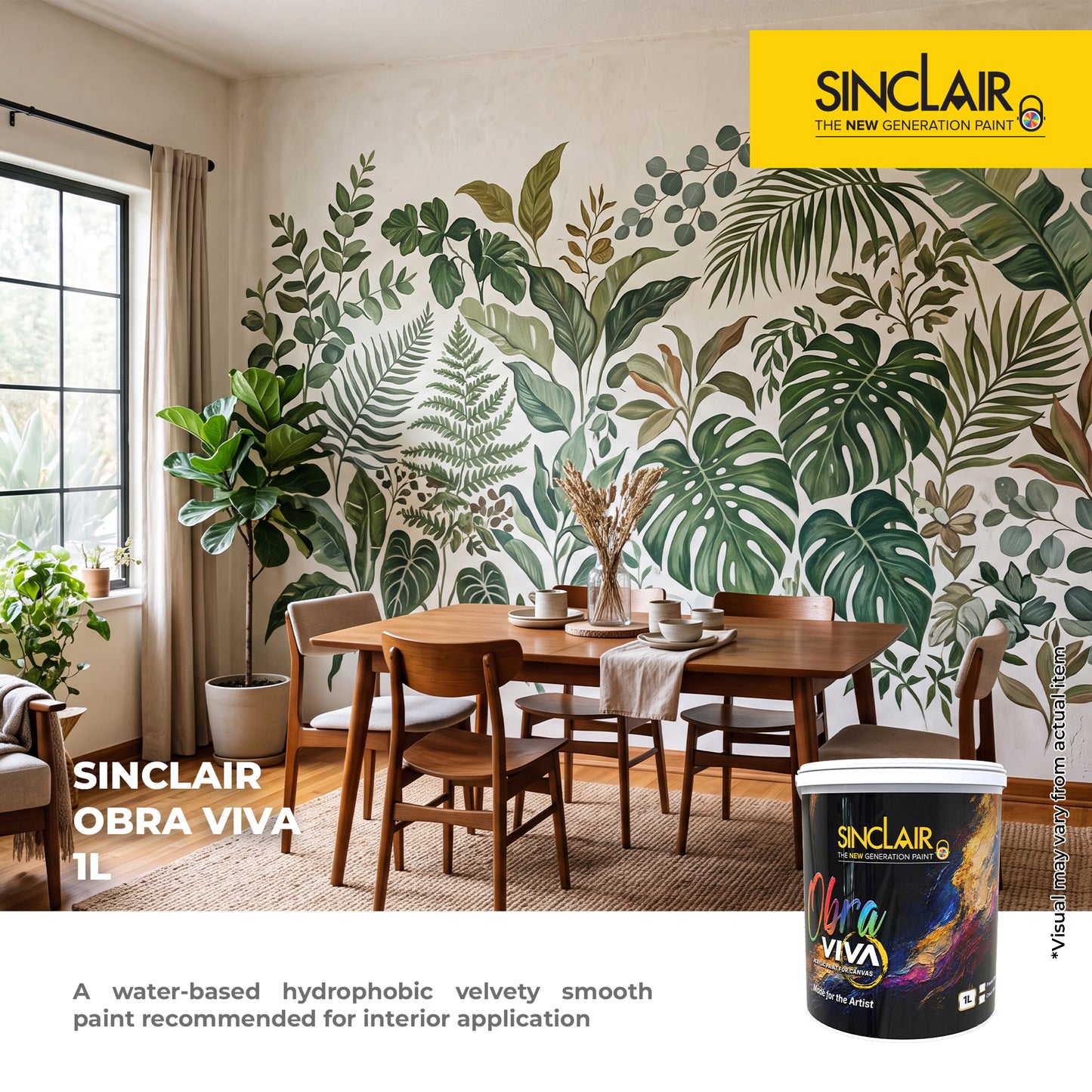 SINCLAIR OBRA VIVA 1L - Water-Based Acrylic Paint for Interior Walls