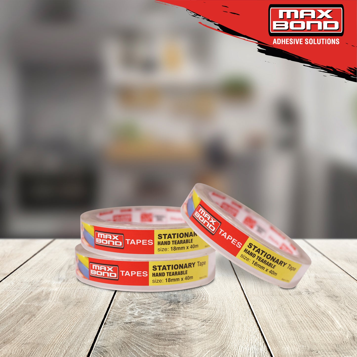MAX BOND Easy Tear OPP Tape (18mm x 40M Clear)