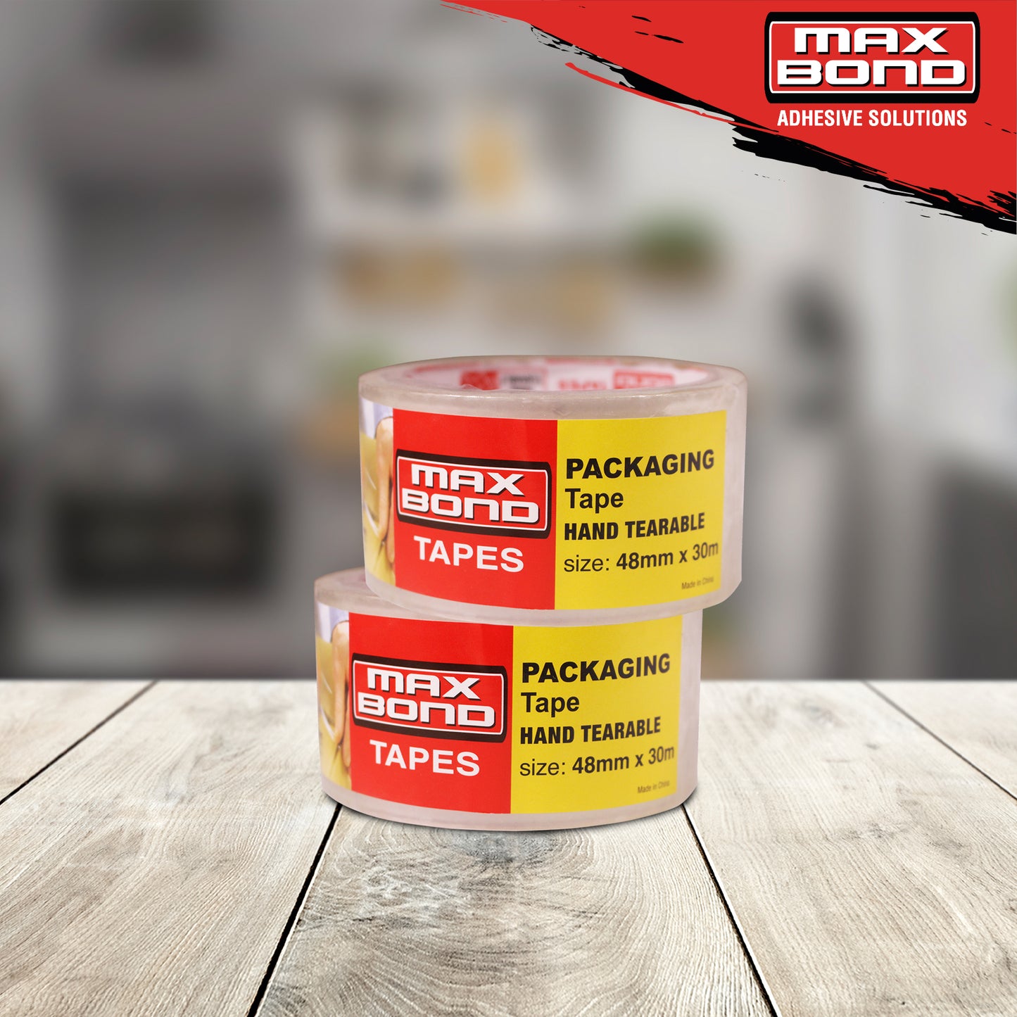 MAX BOND Easy Tear OPP Tape (48mm x 30M Clear)