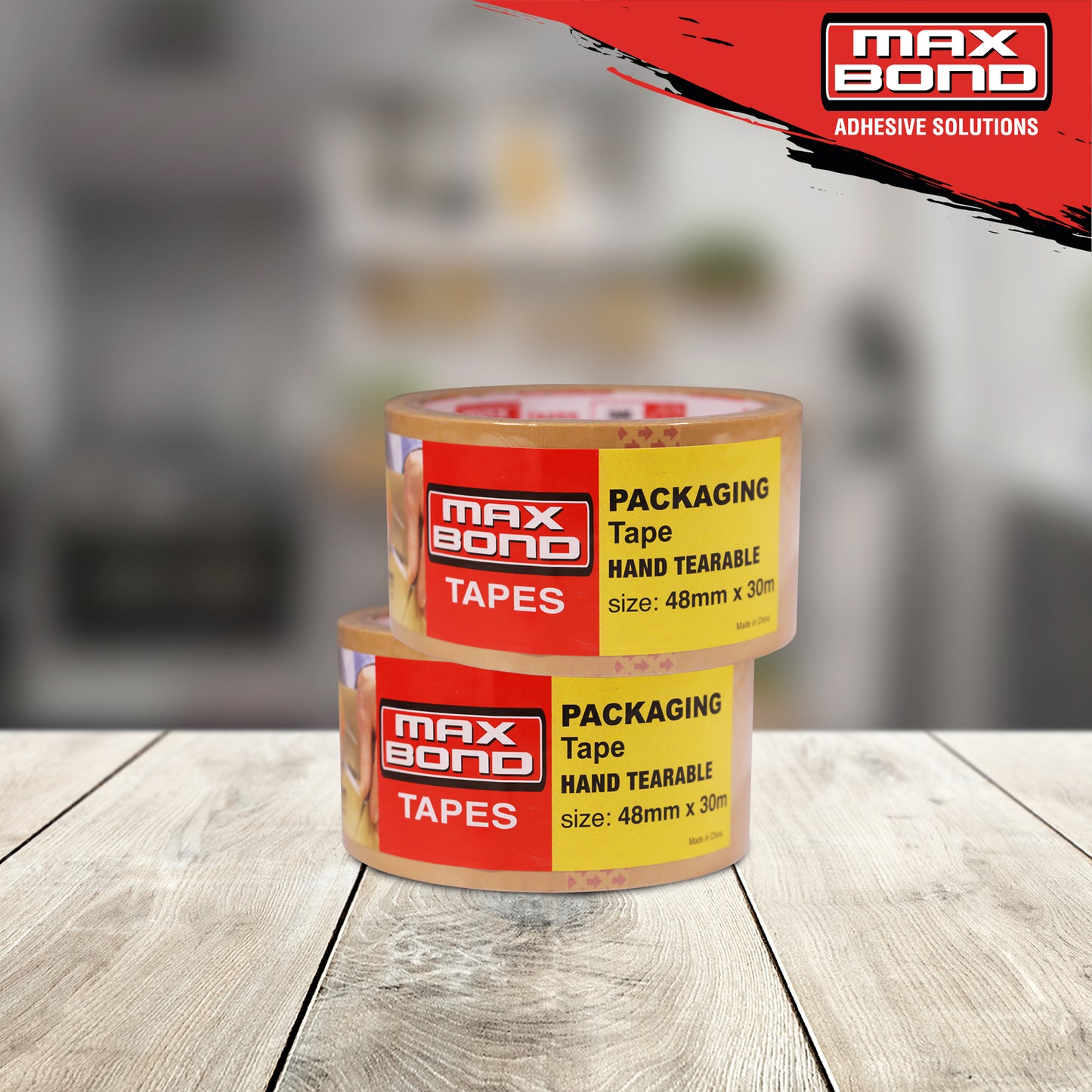 MAX BOND Easy Tear OPP Tape (48mm x 30M Tan)