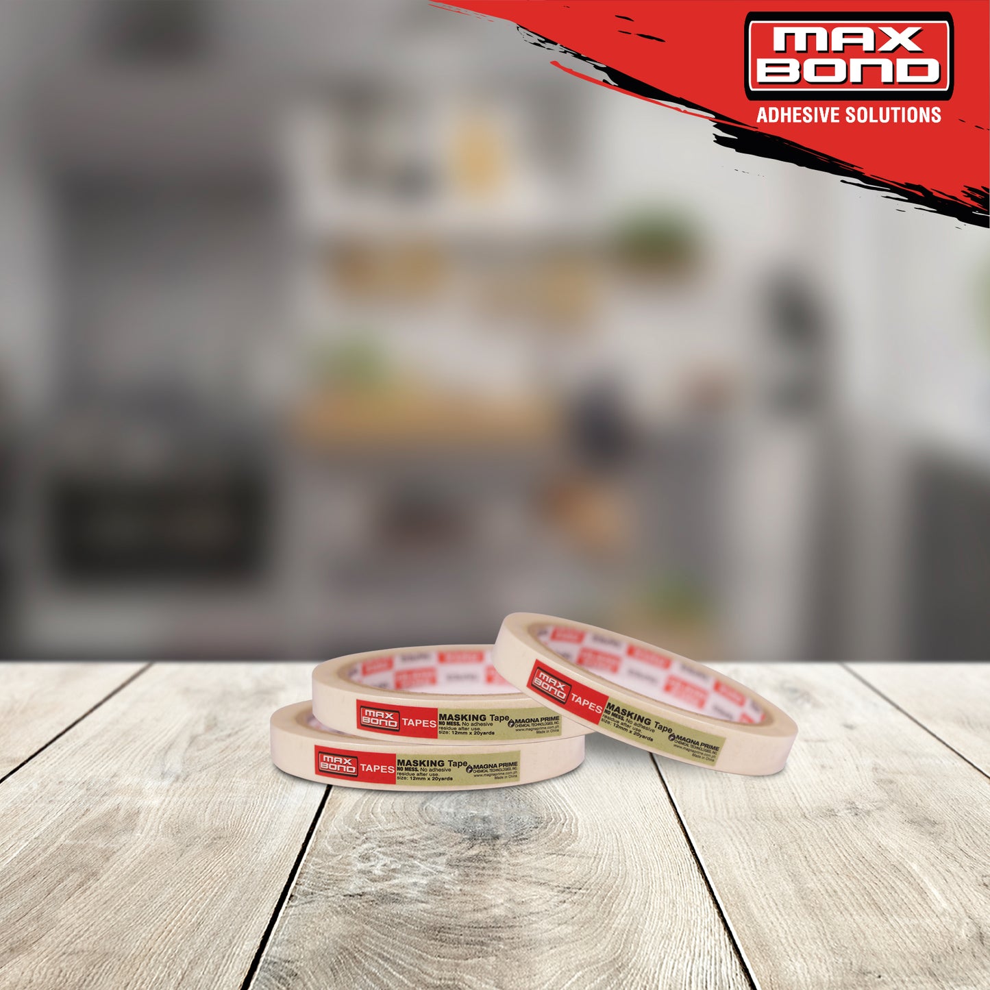 MAX BOND MASKING TAPE "NO MESS" (0.15x12mmx20yards)