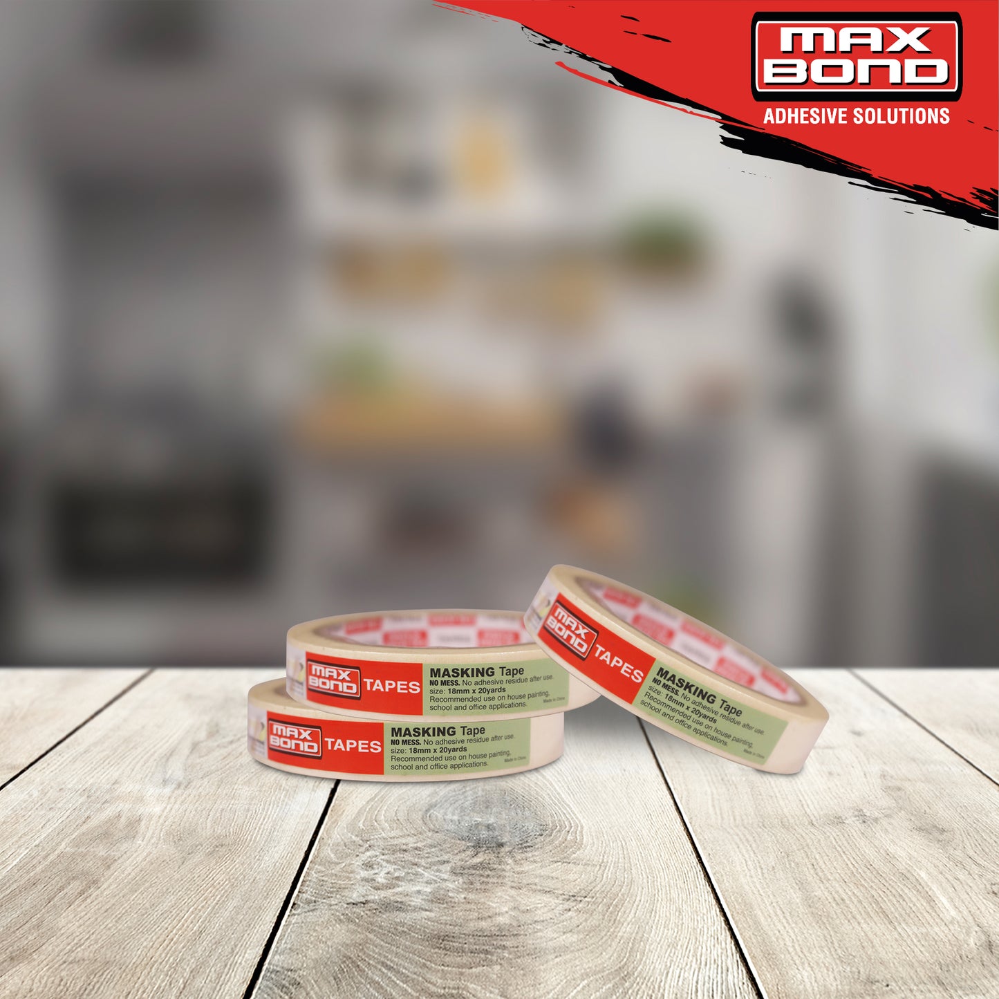 MAX BOND MASKING TAPE "NO MESS" (0.15x18mmx20yards)