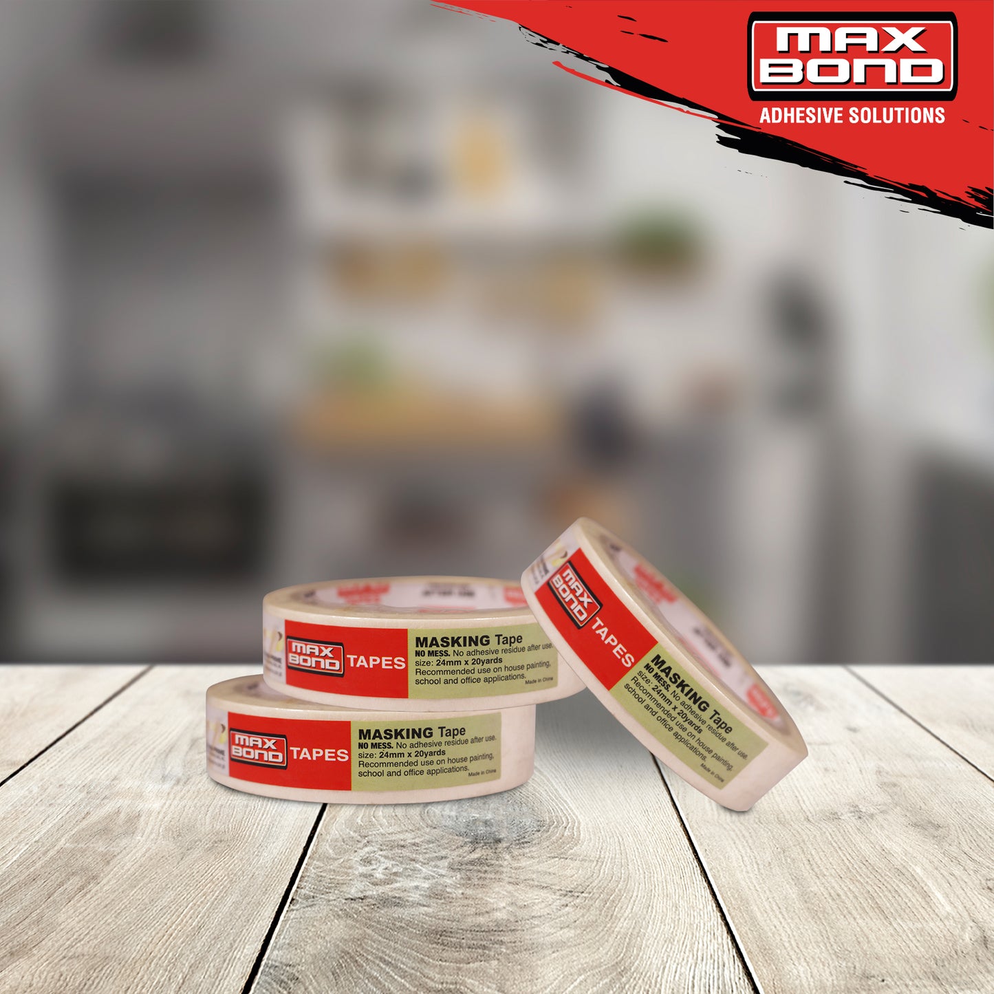 MAX BOND MASKING TAPE "NO MESS" (0.15x24mmx20yards)
