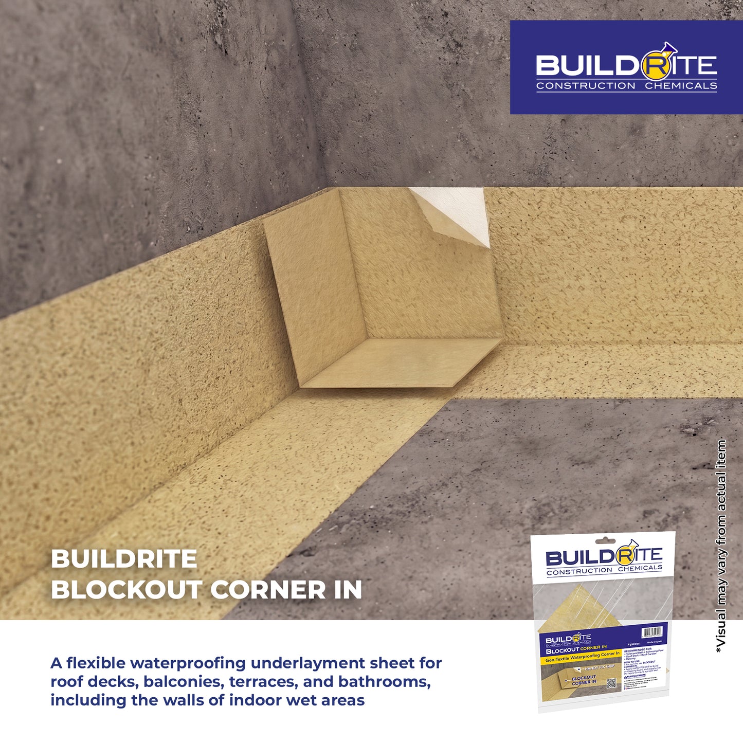 BUILDRITE BLOCKOUT CORNER IN - Geo-Textile Waterproofing Corner In