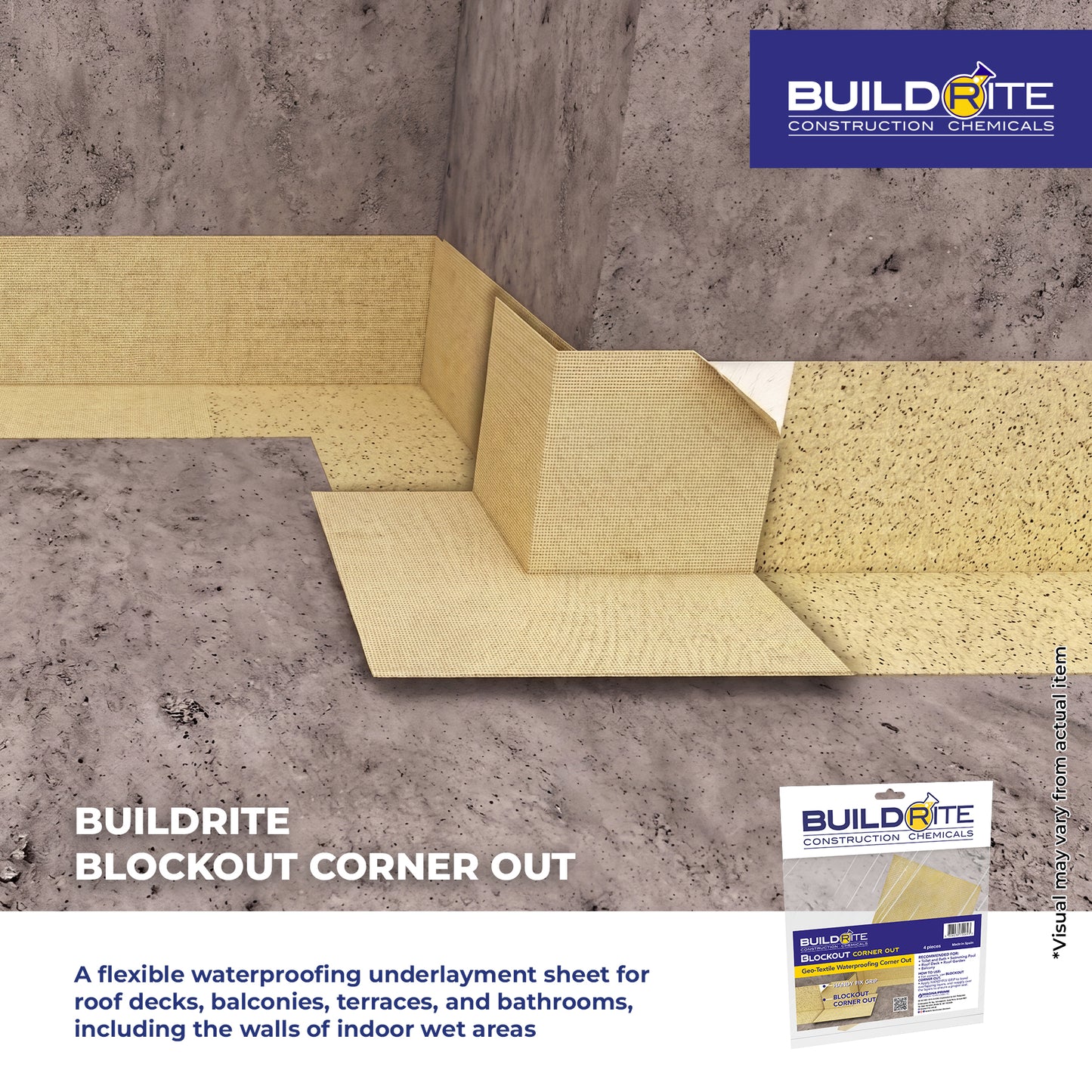 BUILDRITE BLOCKOUT CORNER OUT - Geo-Textile Waterproofing Corner Out