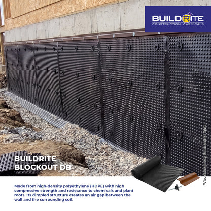BUILDRITE BLOCKOUT DB DIMPLE BOARD (With 40 PCS Sealing Buttons and 10 PCS Profile) - HDPE Dimpled Sheet