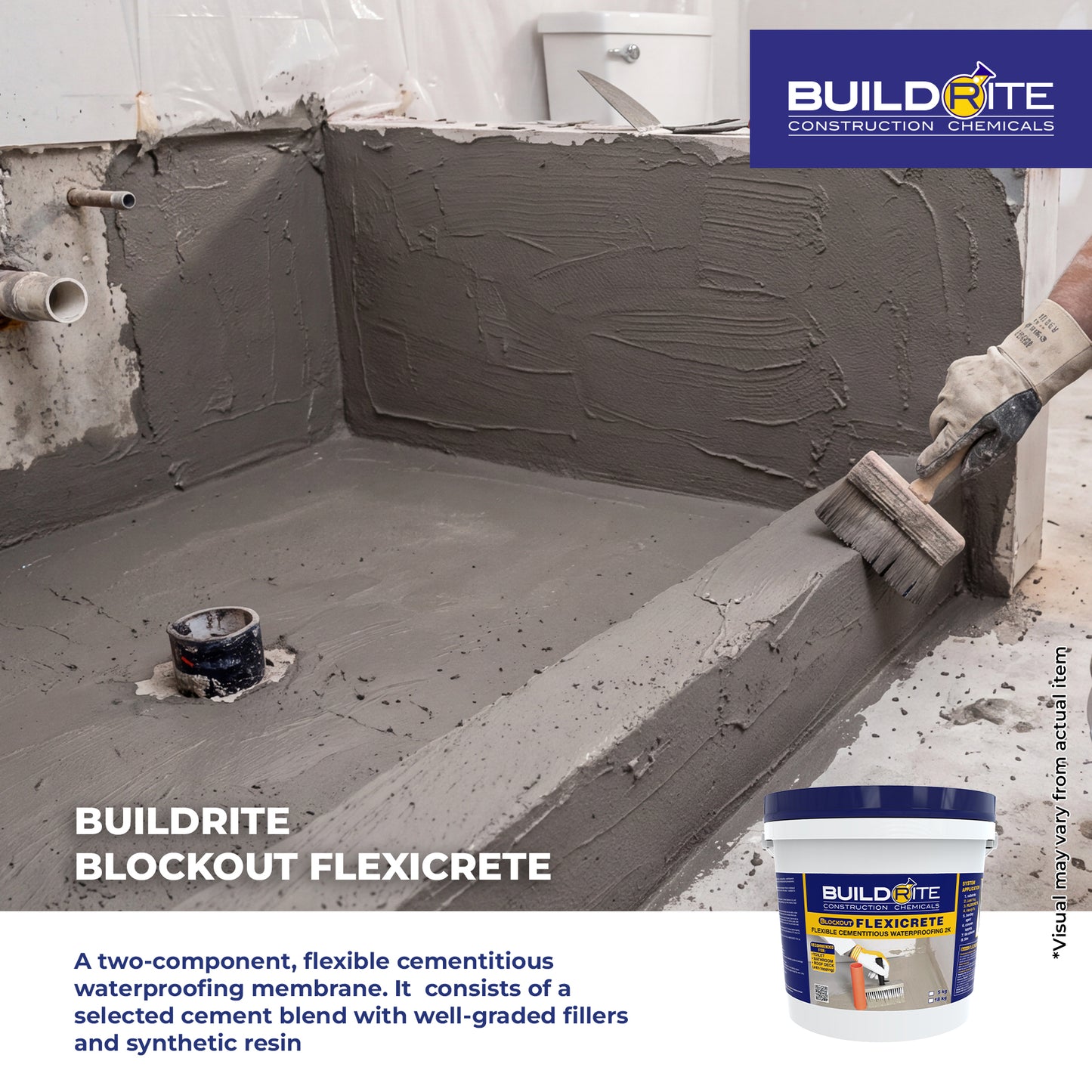 BUILDRITE BLOCKOUT FLEXICRETE - Flexible Waterproofer for Toilet and Bath