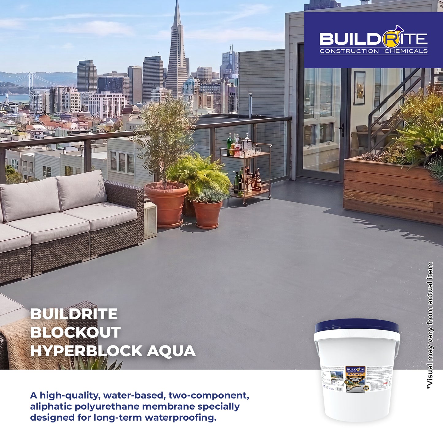 BUILDRITE BLOCKOUT HYPERBLOCK AQUA - 2K Aliphatic Water-Based Polyurethane Waterproofing