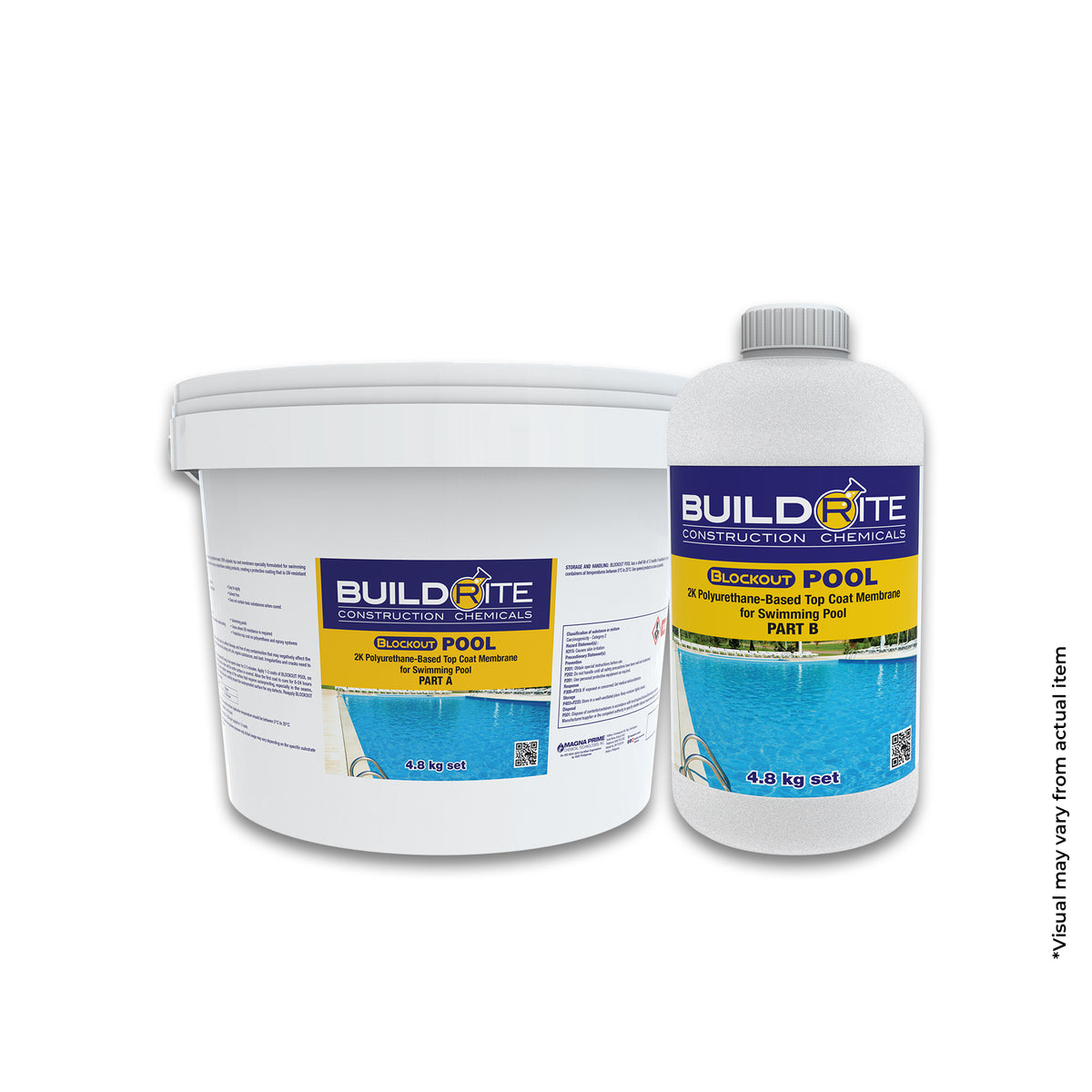 BUILDRITE BLOCKOUT POOL AQUA  BLUE - 2K Polyurethane-Based Top Coat Membrane for Swimming Pool