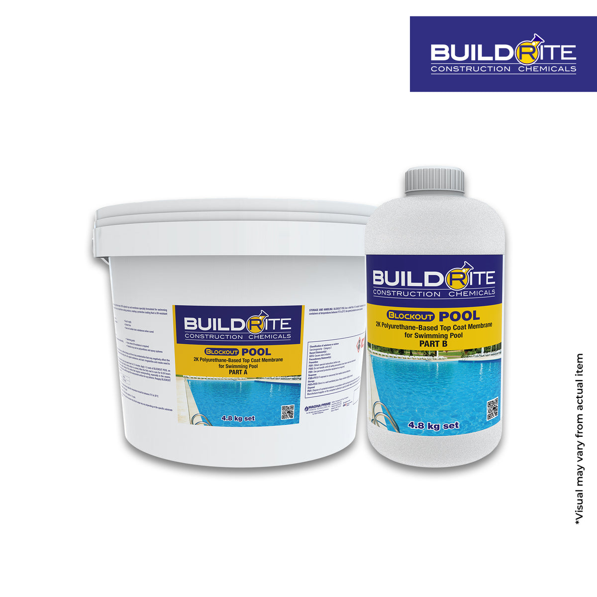 BUILDRITE BLOCKOUT POOL AQUA  BLUE - 2K Polyurethane-Based Top Coat Membrane for Swimming Pool