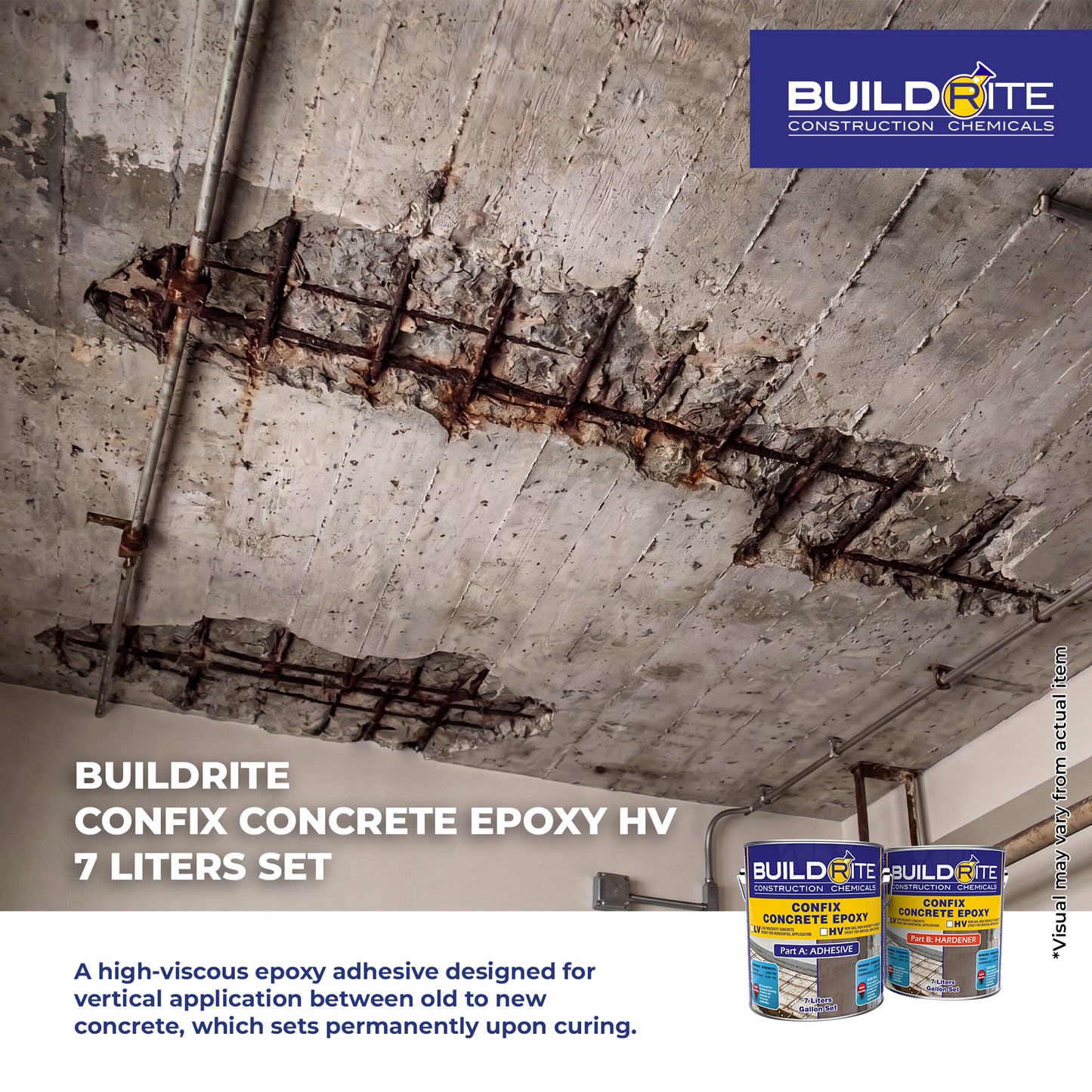 BUILDRITE CONFIX CONCRETE EPOXY HV 7L SET - Non-sag High Viscosity Epoxy Bonding Agent for Old to New Concrete