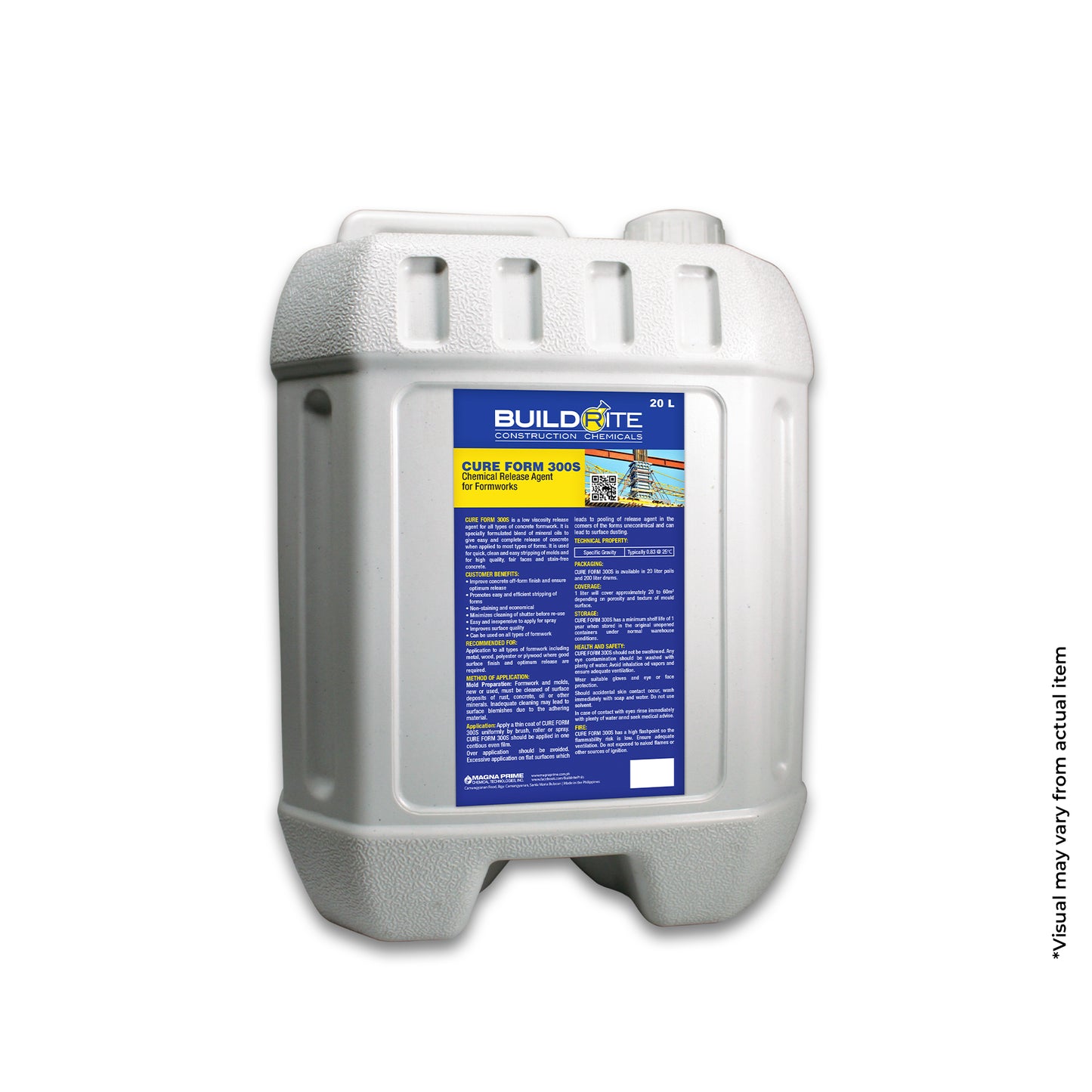 BUILDRITE CUREFORM 300S 20L - Chemical Release Agent for Formworks