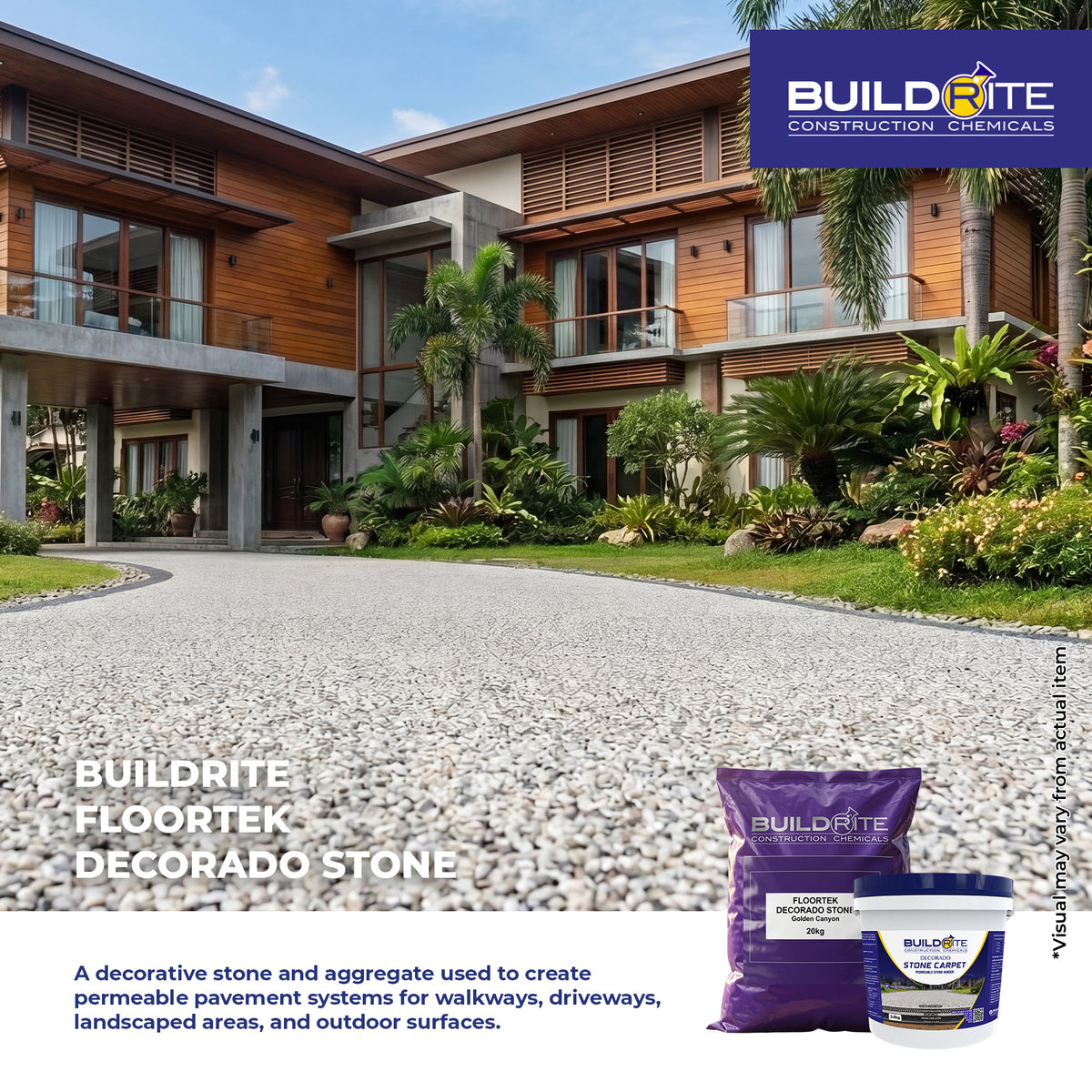 BUILDRITE FLOORTEK DECORADO STONE (DECORATIVE STONES) - Permeable Stone Carpet Binder