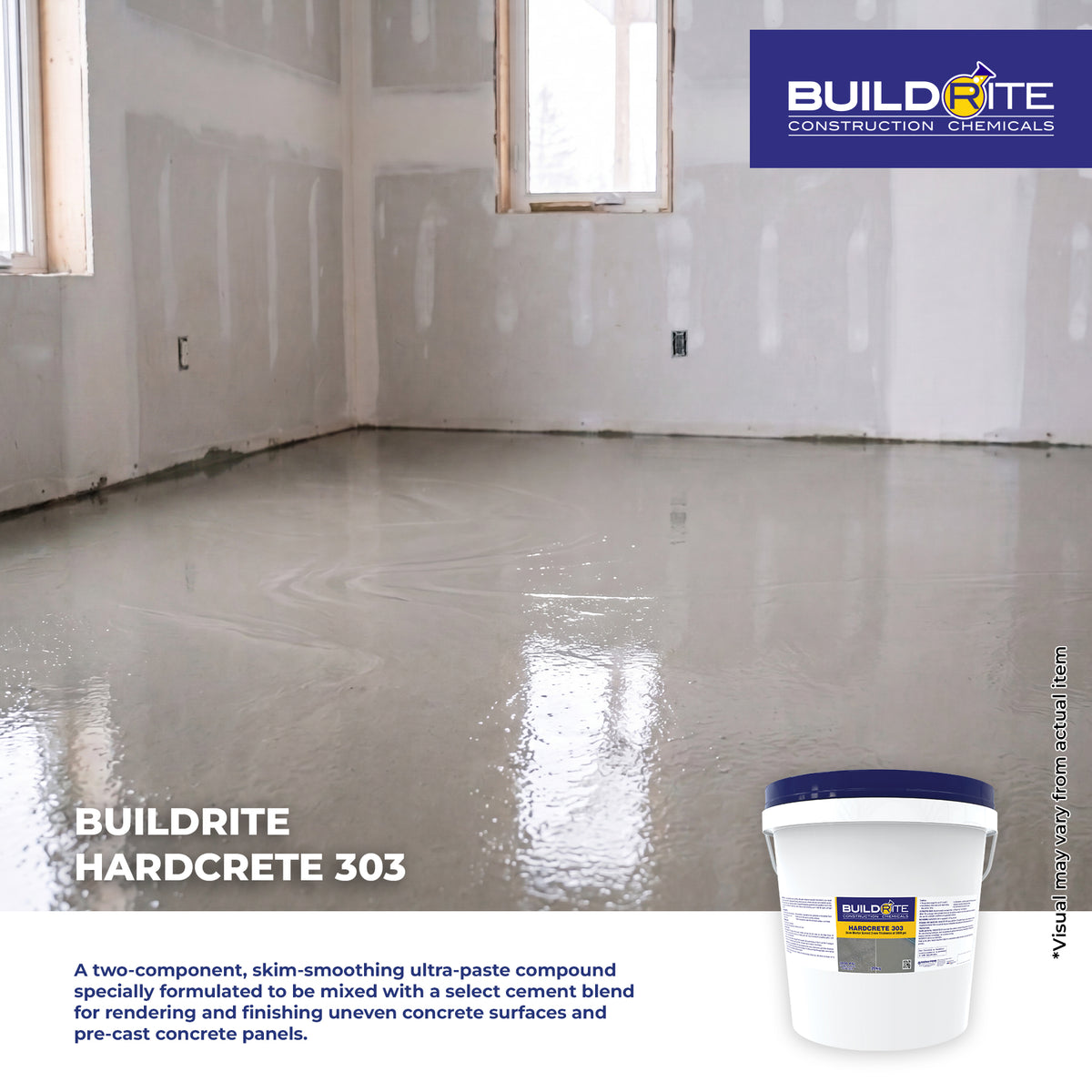 BUILDRITE HARDCRETE 303 - Skim Mortar Screed 3 MM Thickness at 3000 PSI