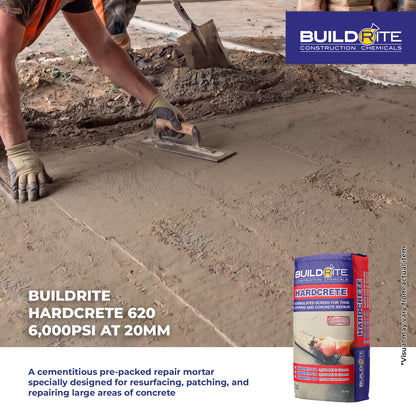 BUILDRITE HARDCRETE 620 - Cementitious Compound for Re-Instatement of Concrete Pavements 20mm Thickness at 6000 psi