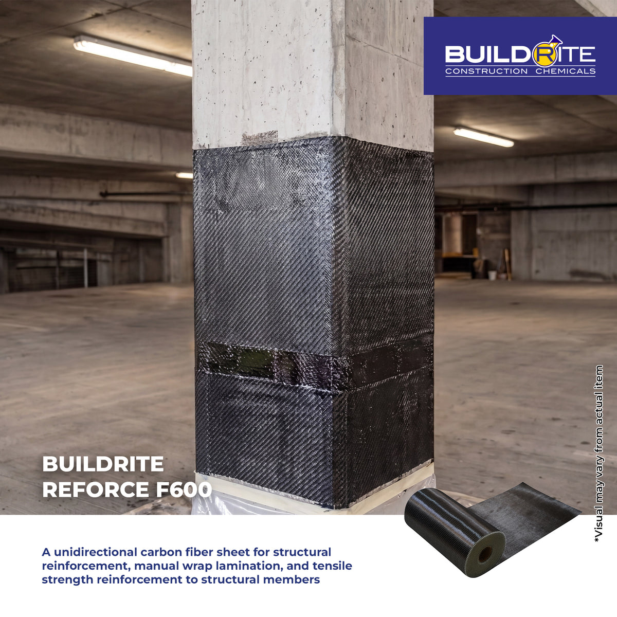 BUILDRITE REFORCE F600 - High-Performance Carbon Fiber Sheet for Structural Strengthening