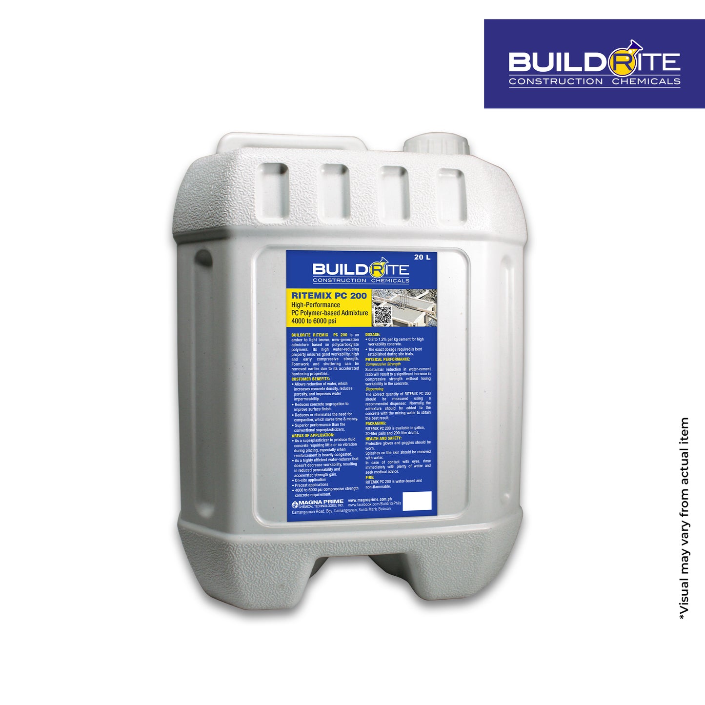 BUILDRITE RITEMIX PC 200 - High-Performance PC Polymer-based Admixture for 4,000-6,000 psi