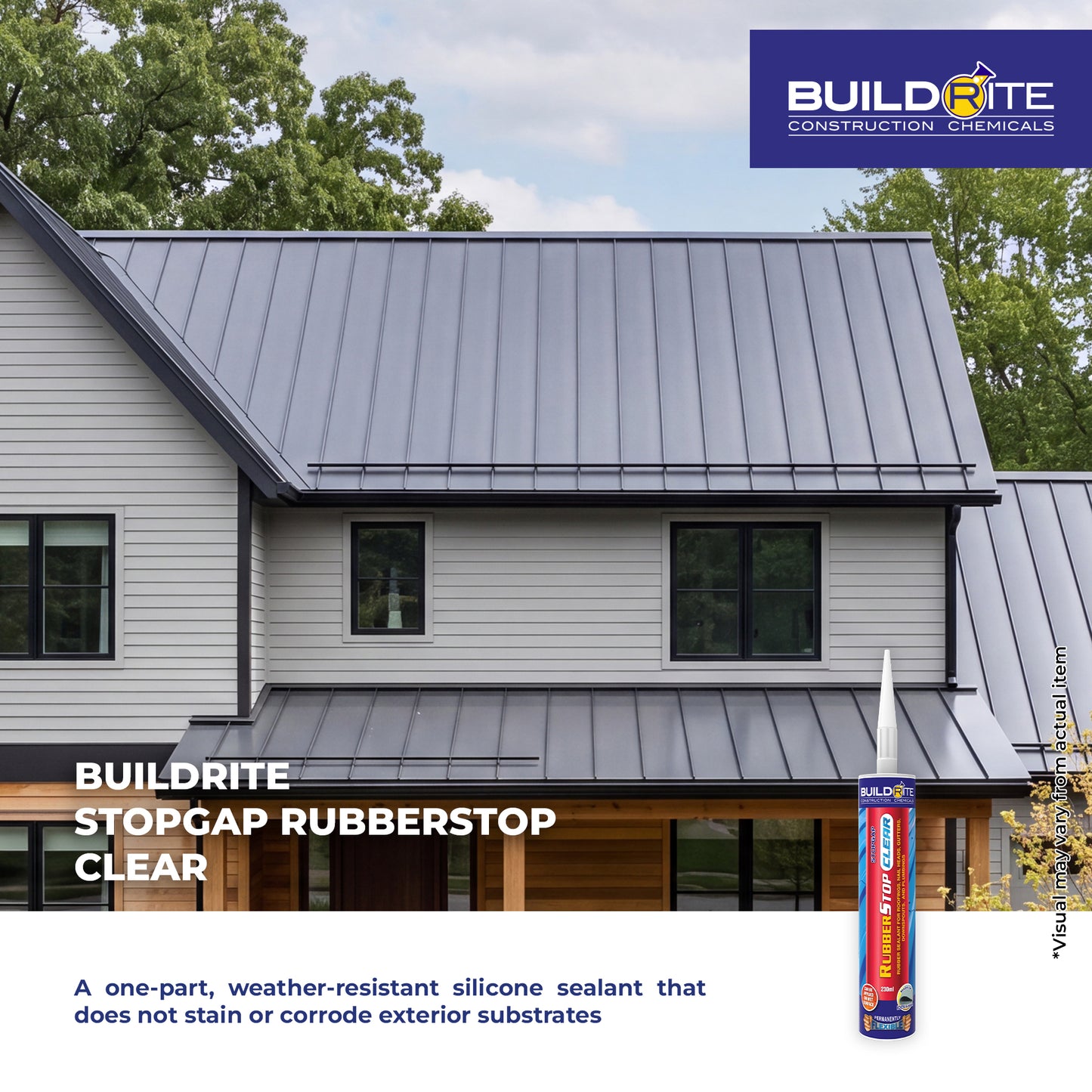 BUILDRITE STOPGAP RUBBERSTOP CLEAR - Rubber Sealant for Roofing, Nail Heads, Gutters, Downspouts, and Plumbings
