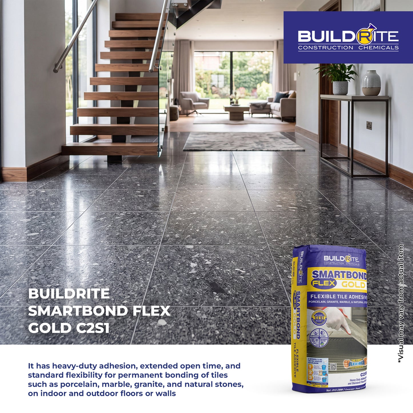 BUILDRITE SMARTBOND FLEX GOLD - C2S1 Flexible Tile Adhesive