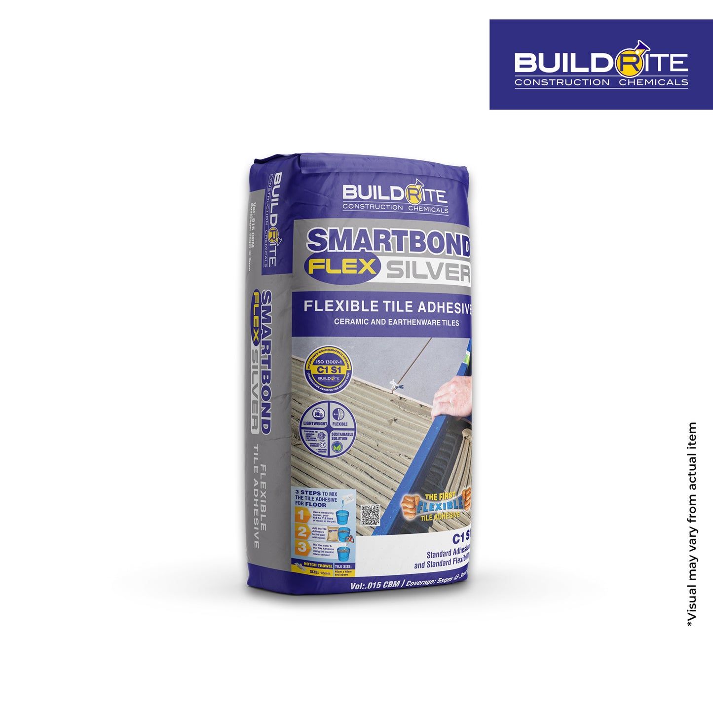 BUILDRITE SMARTBOND FLEX SILVER  - C1S1 Flexible Tile Adhesive