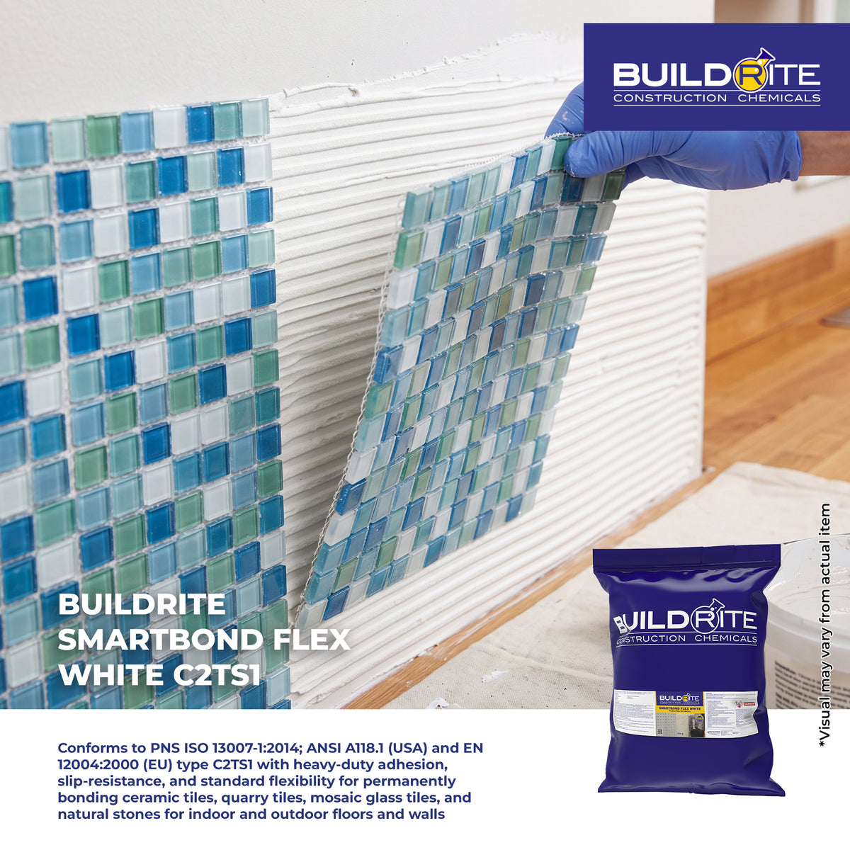 BUILDRITE SMARTBOND FLEX WHITE C2TS1 - Flexible White Tile Adhesive