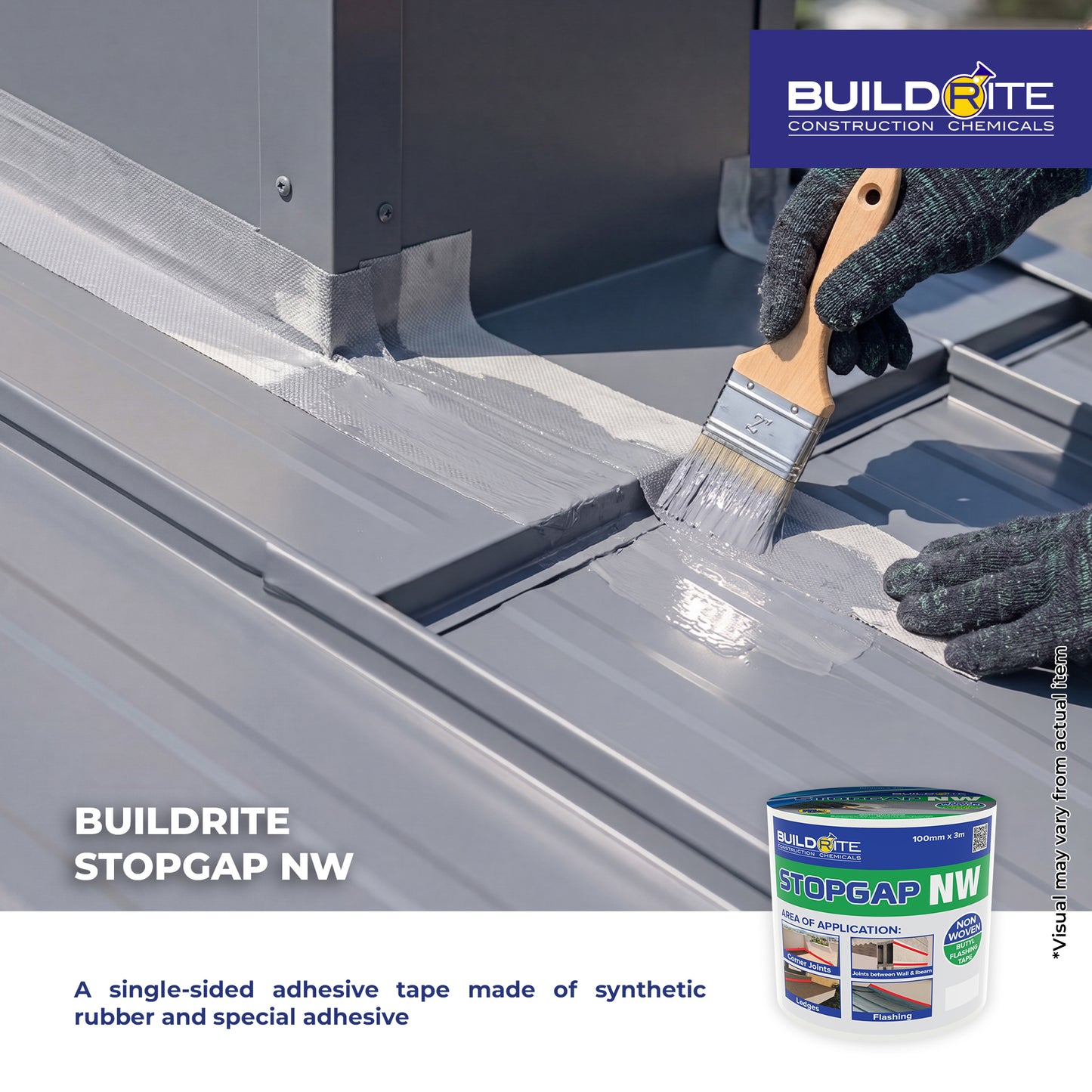 BUILDRITE STOPGAP NW - Non-Woven Butyl Flashing Tape