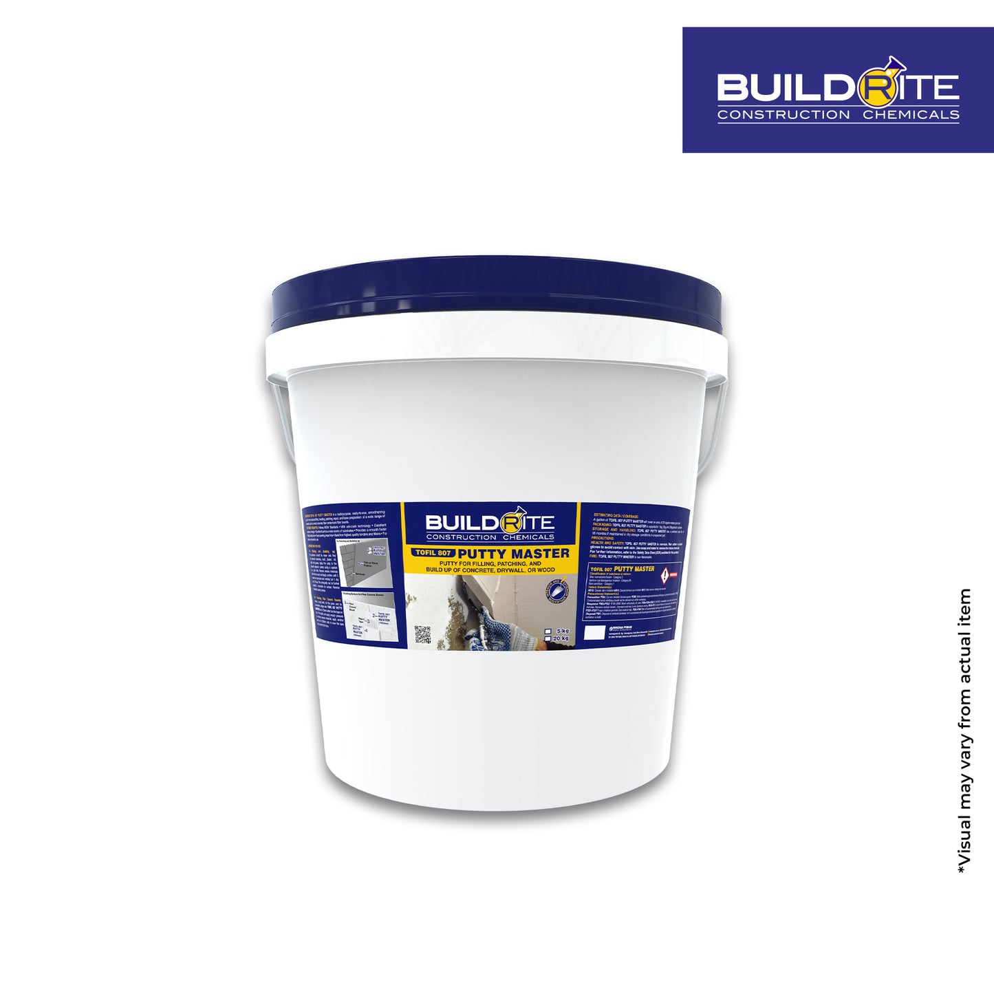 BUILDRITE TOFIL 807 PUTTY MASTER - Putty for Filling, Patching, and Build Up of Concrete, Drywall, or Wood