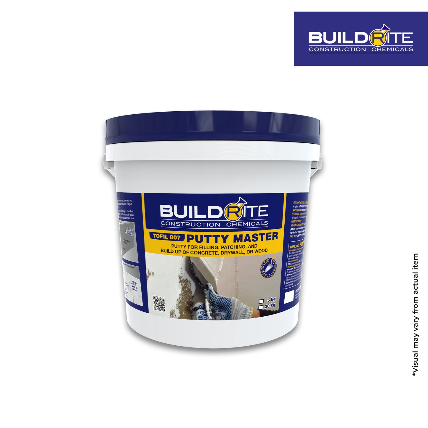 BUILDRITE TOFIL 807 PUTTY MASTER - Putty for Filling, Patching, and Build Up of Concrete, Drywall, or Wood