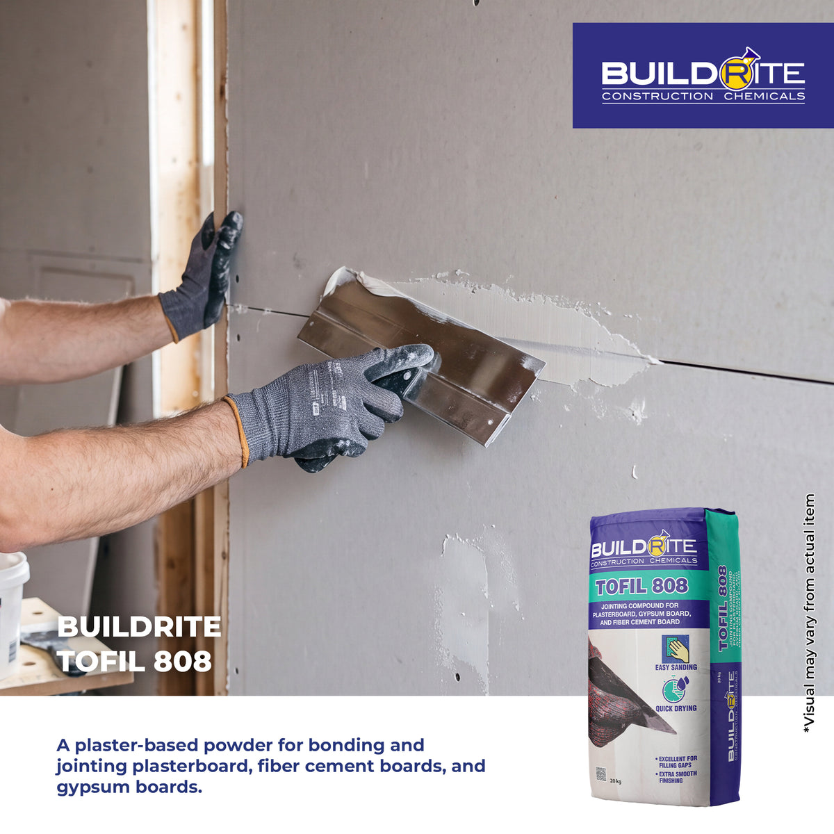 BUILDRITE TOFIL 808 - Joining Compound for Plaster Board, Gypsum Board, and Fiber Cement Board