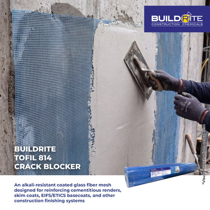 BUILDRITE TOFIL 814 CRACK BLOCKER 1M X 50M - Alkali-Resistant Coated Fiberglass Mesh