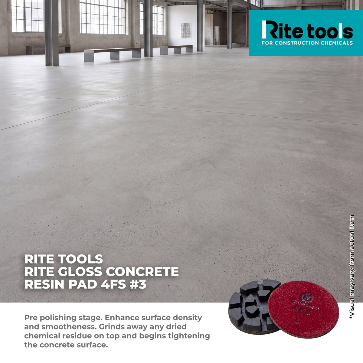 RITE TOOLS RT 30-591 RITE GLOSS CONCRETE RESIN PAD 4FS #3