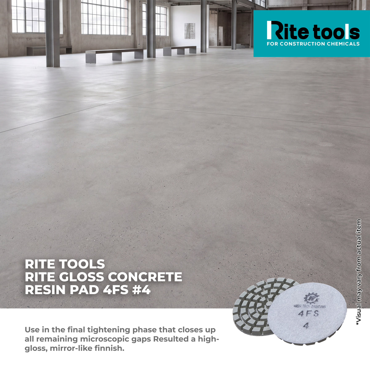 RITE TOOLS RT 30-607 RITE GLOSS CONCRETE RESIN PAD 4FS #4