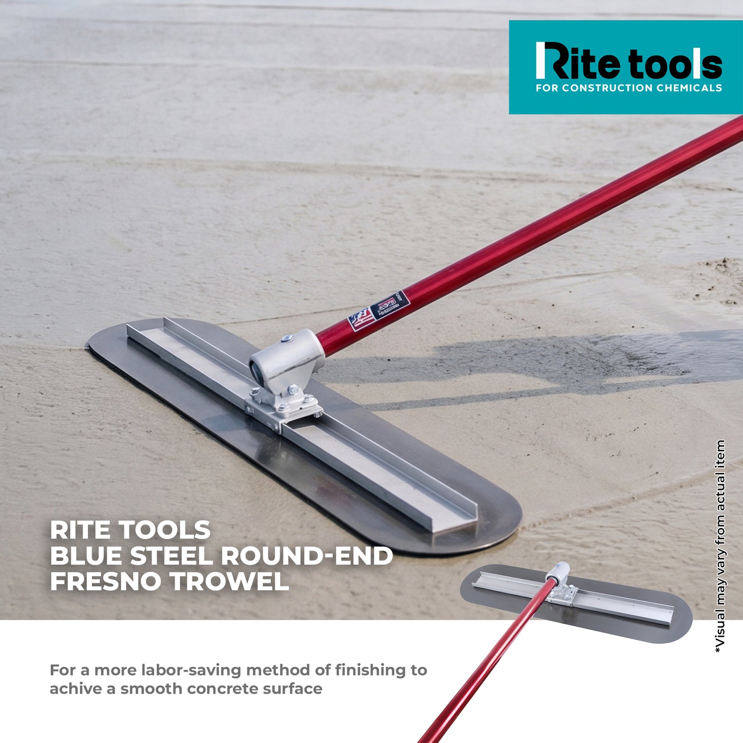 RITE TOOLS BLUE STEEL ROUND-END FRESNO TROWEL