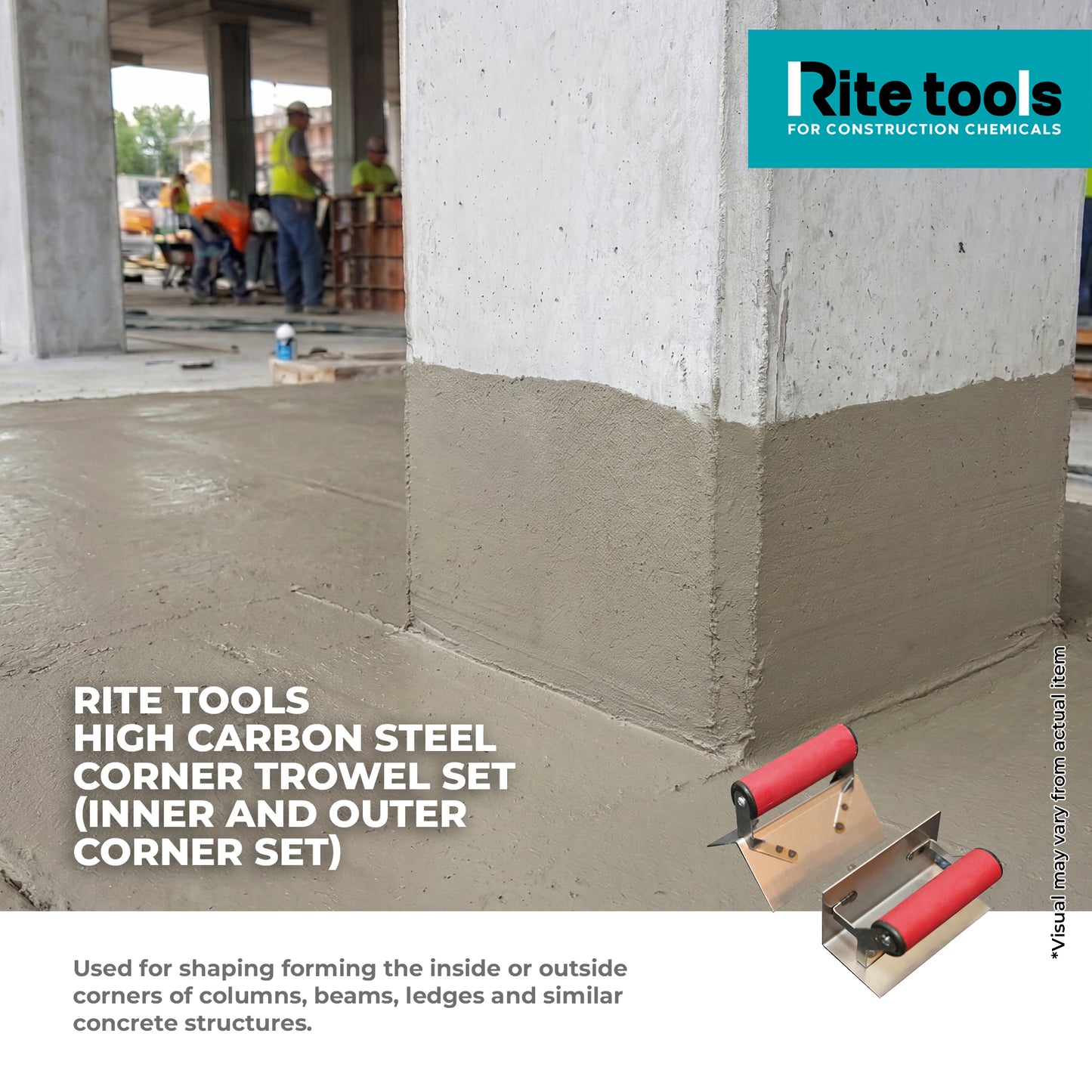RITE TOOLS HIGH CARBON STEEL CORNER TROWEL SET (Inner and Outer Corner Set)
