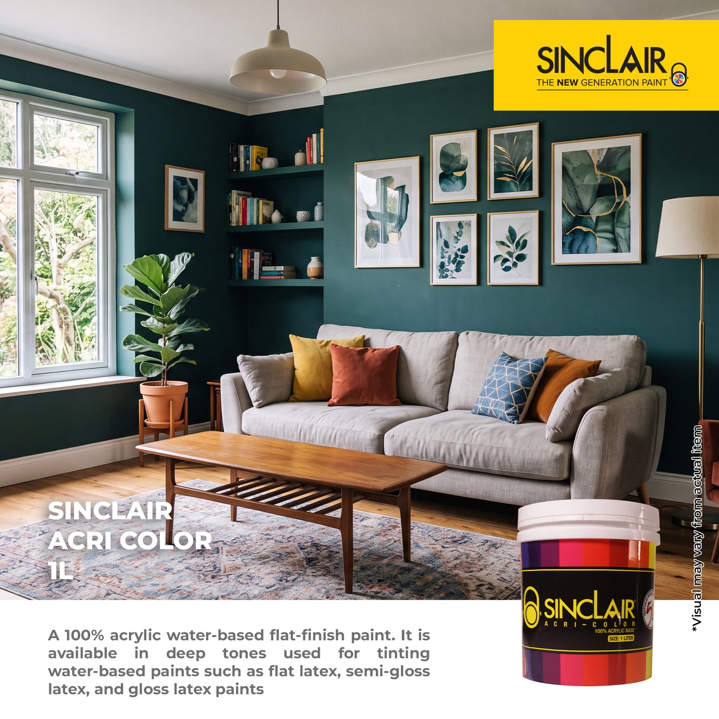 SINCLAIR ACRI COLOR 1L - Acrylic Water-Based Flat-Finish Paint