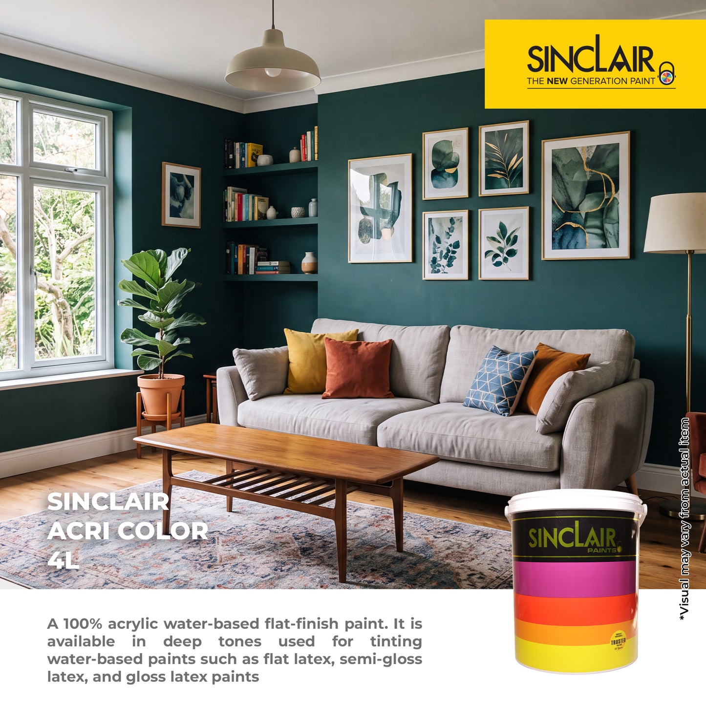 SINCLAIR ACRI COLOR 4L - Acrylic Water-Based Flat-Finish Paint
