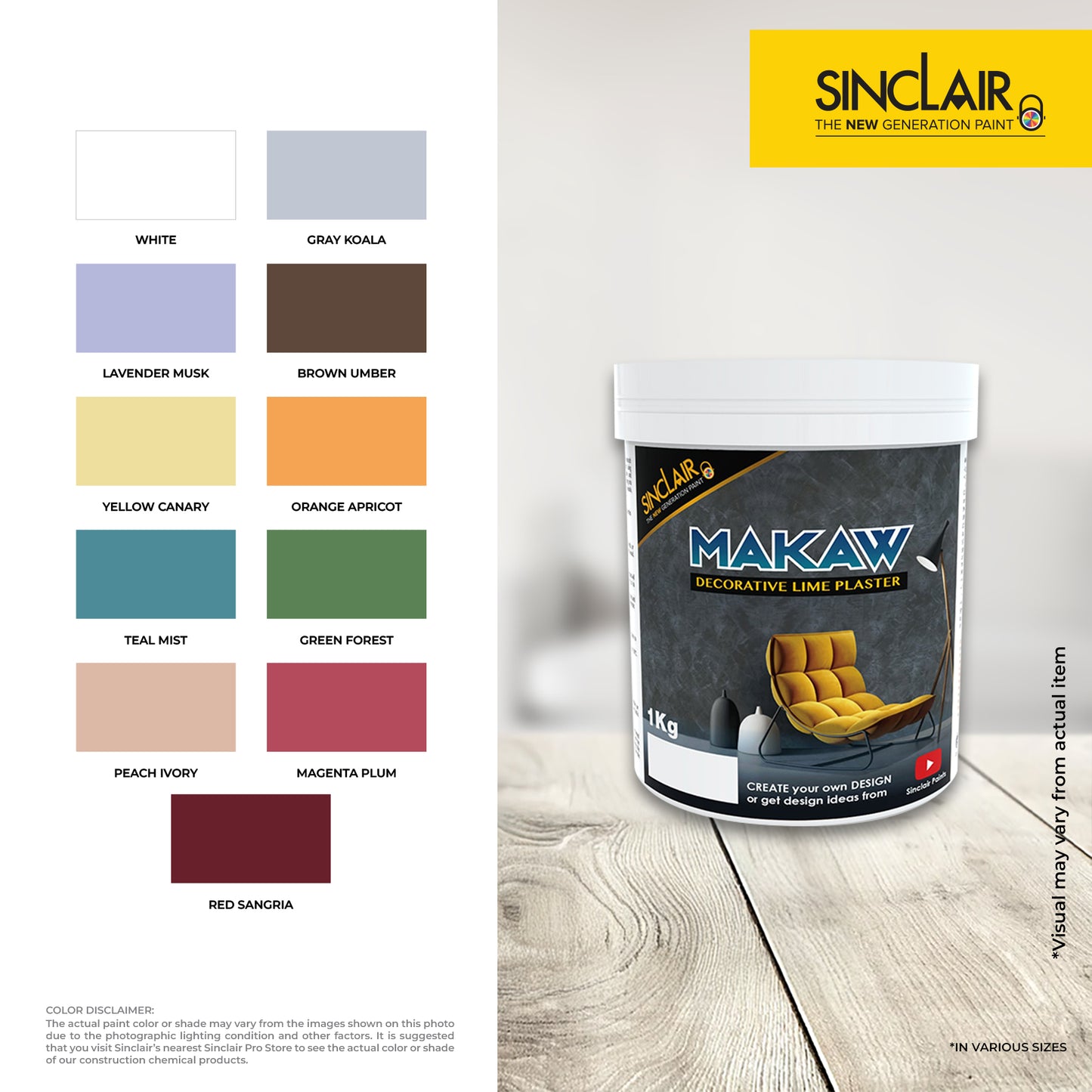 SINCLAIR PAINTS MAKAW DECORATIVE LIME PLASTER 1KG  - Textured Decorative Coating