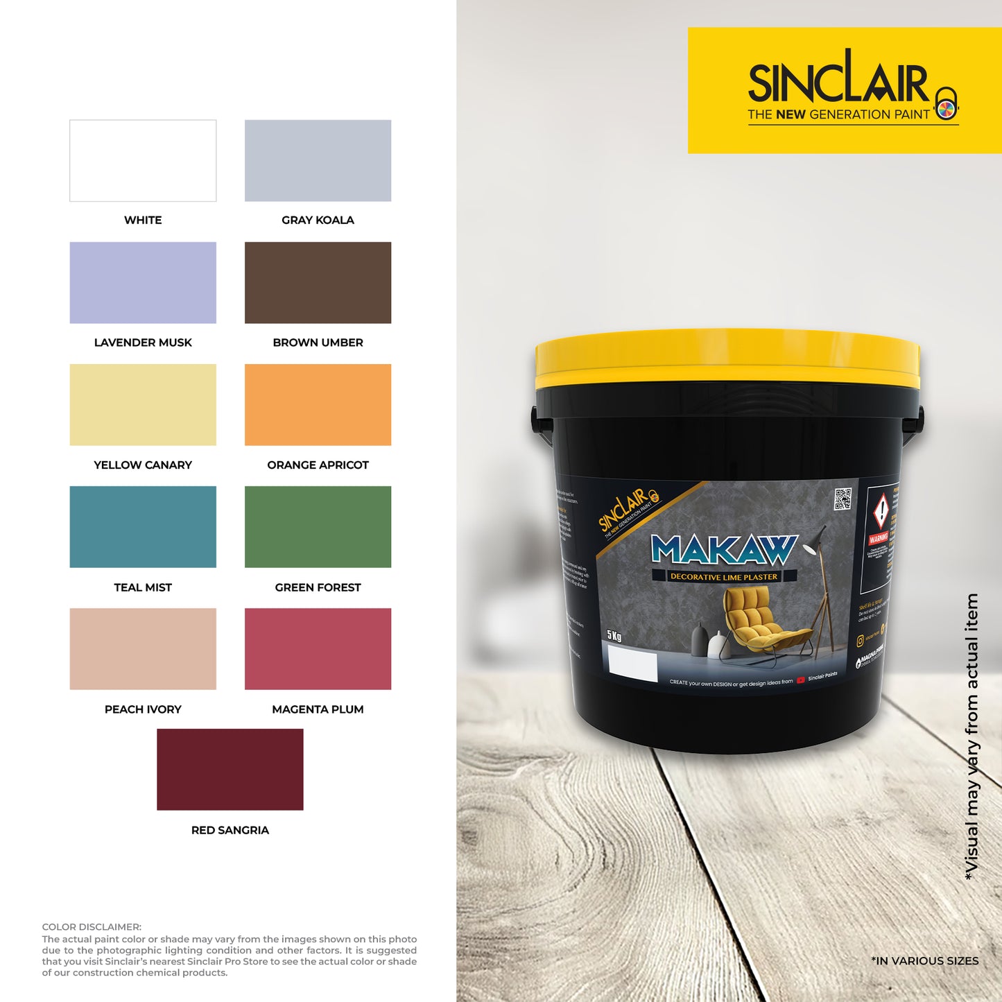 SINCLAIR PAINTS MAKAW DECORATIVE LIME PLASTER 5KG  - Textured Decorative Coating