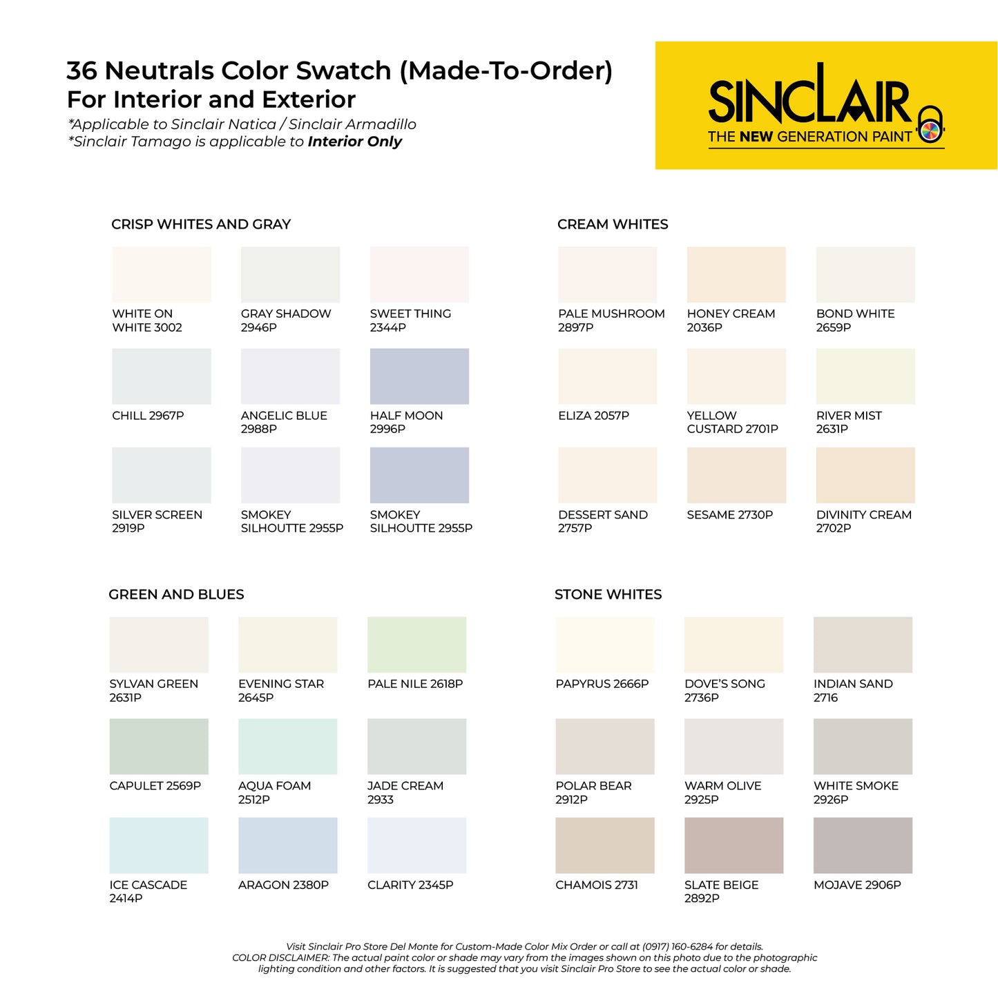SINCLAIR NATICA (NEUTRAL COLORS)- Waterproofing Paint