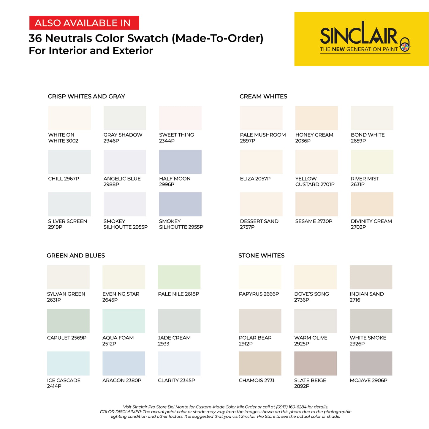 SINCLAIR DR. PAINT (NEUTRAL COLORS) - Anti-COVID & Anti-Microbial Paint